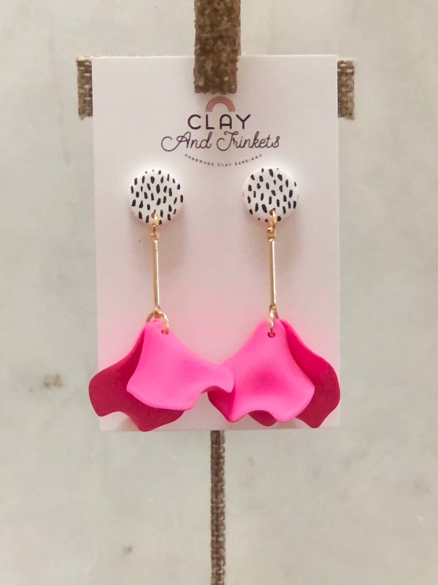 Bright Pink Petal Drop Earrings