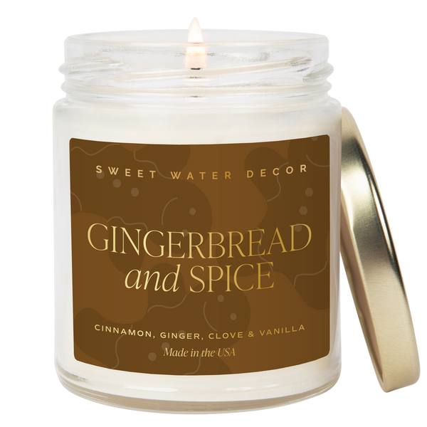 Gingerbread and Spice 9 oz Soy Candle (Gold Foil)