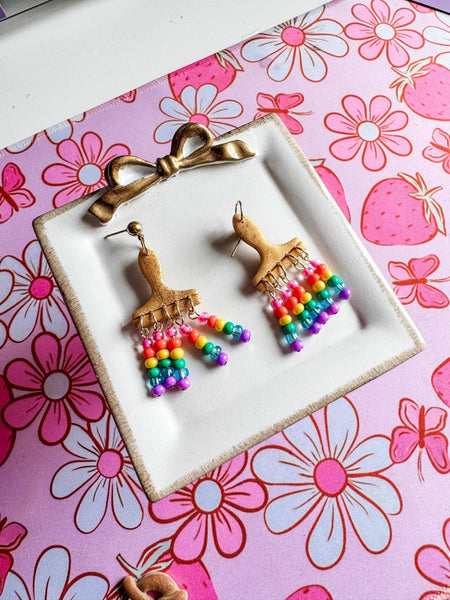 Colorful Beaded Paint Brush Earrings