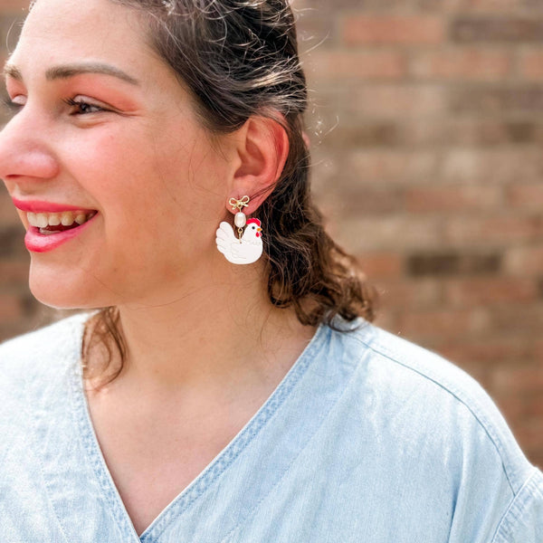 Chicken Earrings | Handmade Clay | Farm Animal