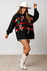 Candy Cane and Sequin Stripes Sweater