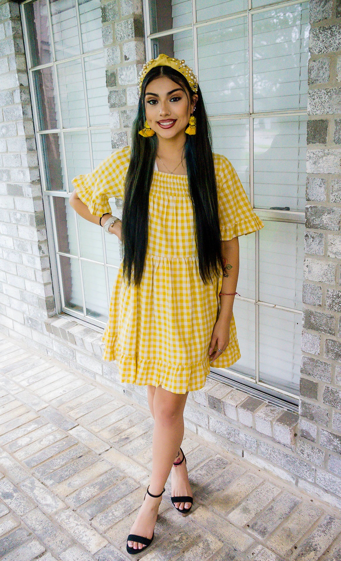 Sunny Days Yellow Gingham Dress