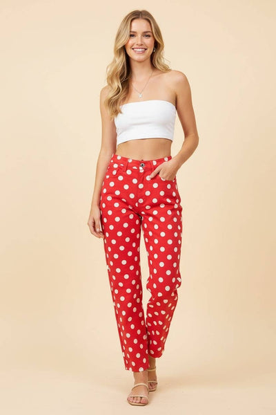 HP40176 Polka Dot High Rise Straight Leg Pants