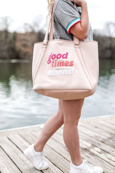 Good Times Ahead Neoprene Tote - (Light Pink)