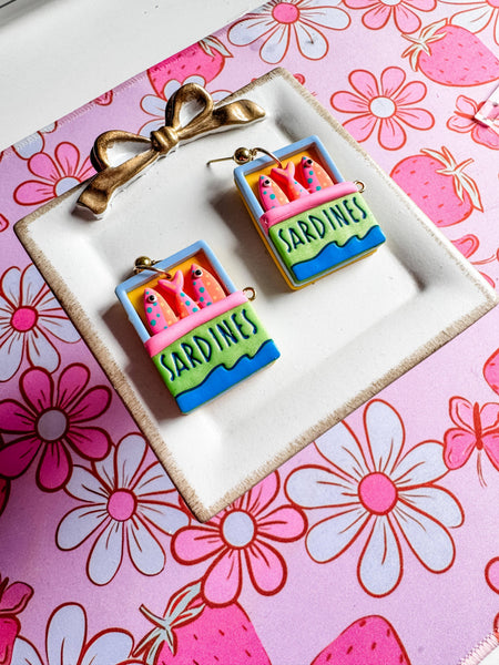 Whimsical Clay Sardine Earrings