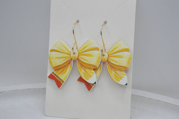 Pencil Coquette Bow Acrylic Earrings