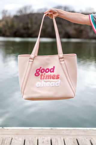 Good Times Ahead Neoprene Tote - (Light Pink)