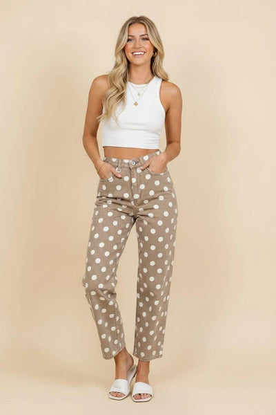 HP40176 Polka Dot High Rise Straight Leg Pants