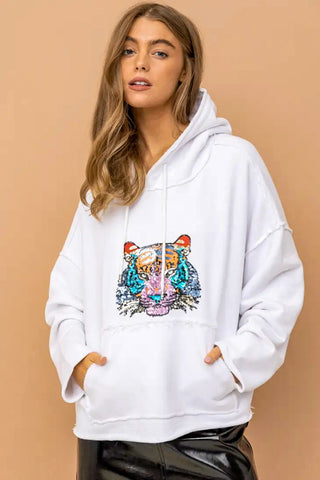 A Walk On The Wild Side Tiger Sequin Hoodie