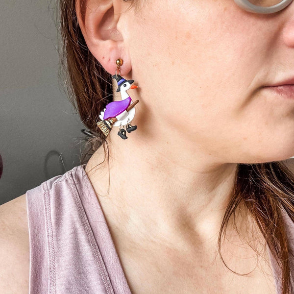 Witch Goose Clay Earrings