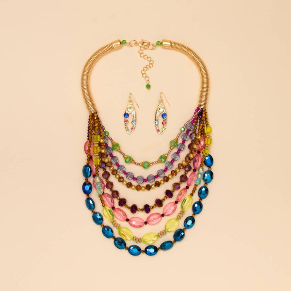 Viva La Glam Crystal Beaded Necklace Set