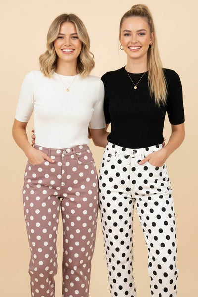 HP40176 Polka Dot High Rise Straight Leg Pants