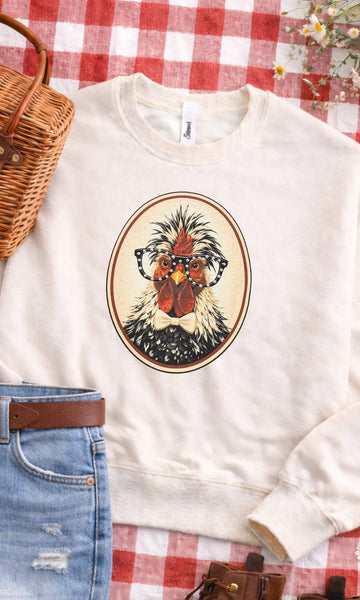 Glam Chicken Rhinestone Graphic Sweatshirt
