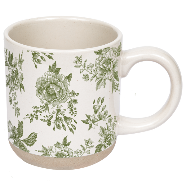 Green Delft Stoneware Coffee Mug - Spring Home Decor