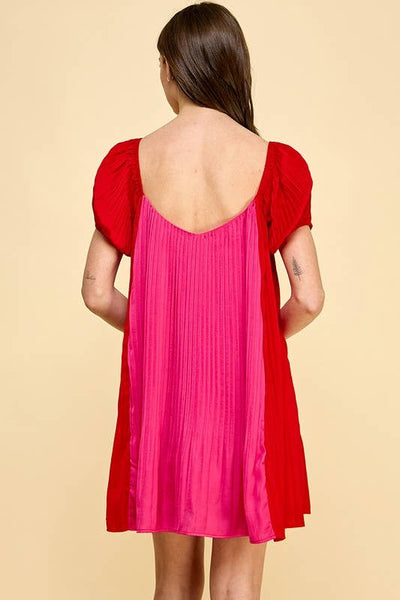 Lovely Fuchsia Color Block Dress