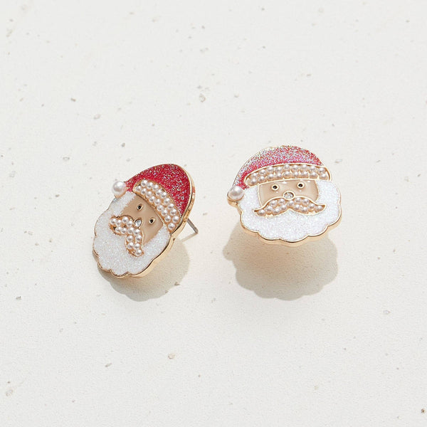 Santa Claus Glitter Epoxy Stud Earrings