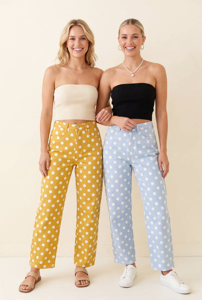 HP40176 Polka Dot High Rise Straight Leg Pants