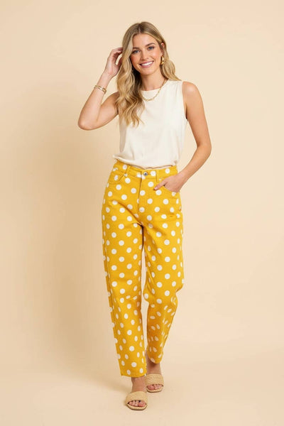 HP40176 Polka Dot High Rise Straight Leg Pants