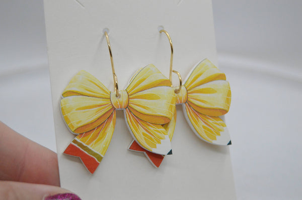 Pencil Coquette Bow Acrylic Earrings