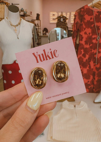 Catherine Stone Earring- Brown