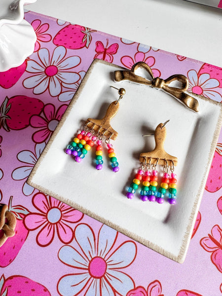 Colorful Beaded Paint Brush Earrings
