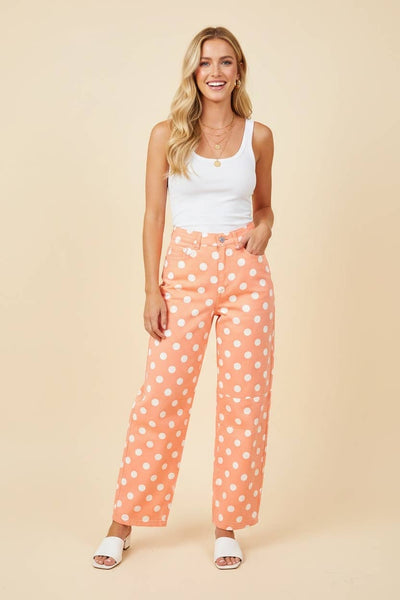 HP40176 Polka Dot High Rise Straight Leg Pants