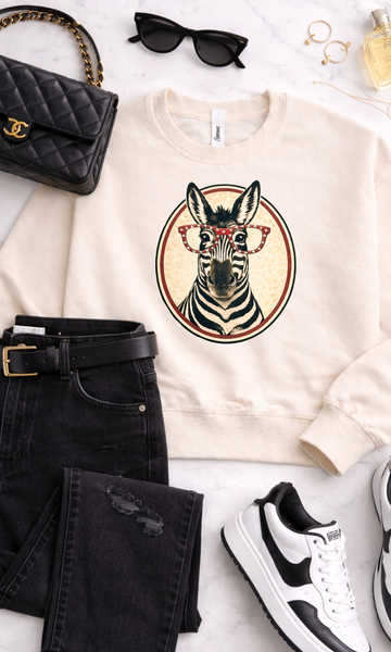 Glam Zebra Rhinestone Graphic Sweatshirt