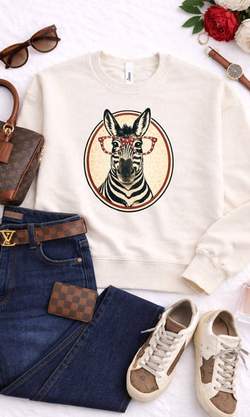 Glam Zebra Rhinestone Graphic Sweatshirt