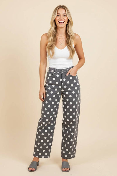 HP40176 Polka Dot High Rise Straight Leg Pants