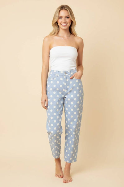 HP40176 Polka Dot High Rise Straight Leg Pants