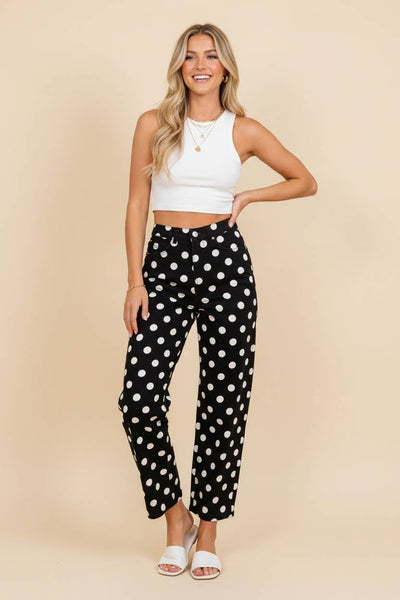 HP40176 Polka Dot High Rise Straight Leg Pants