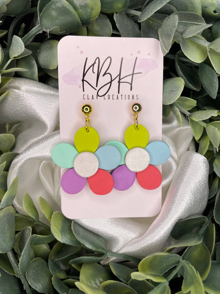 Multi Color Flower Clay Earrings