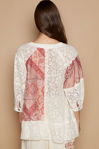 Lace & In Love Top- Red/White