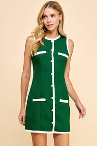 Country Club Brunch Button Down Dress- Forest Green