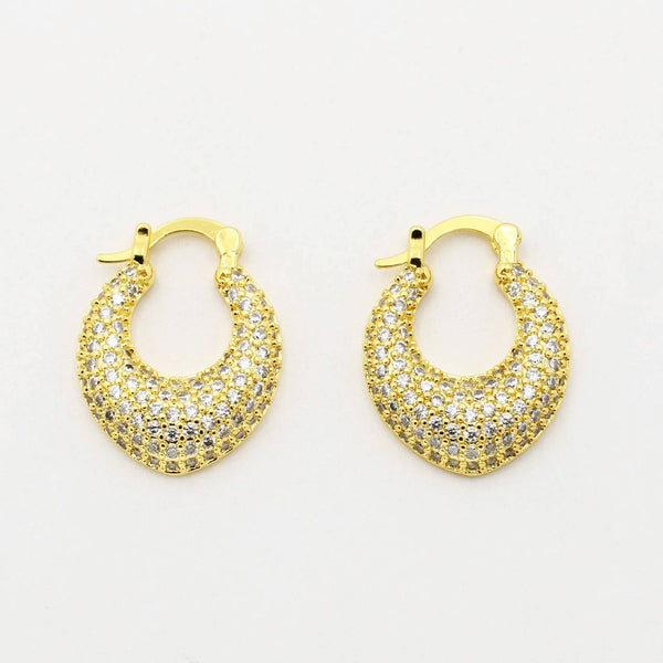 Pave Gold Loop Earrings