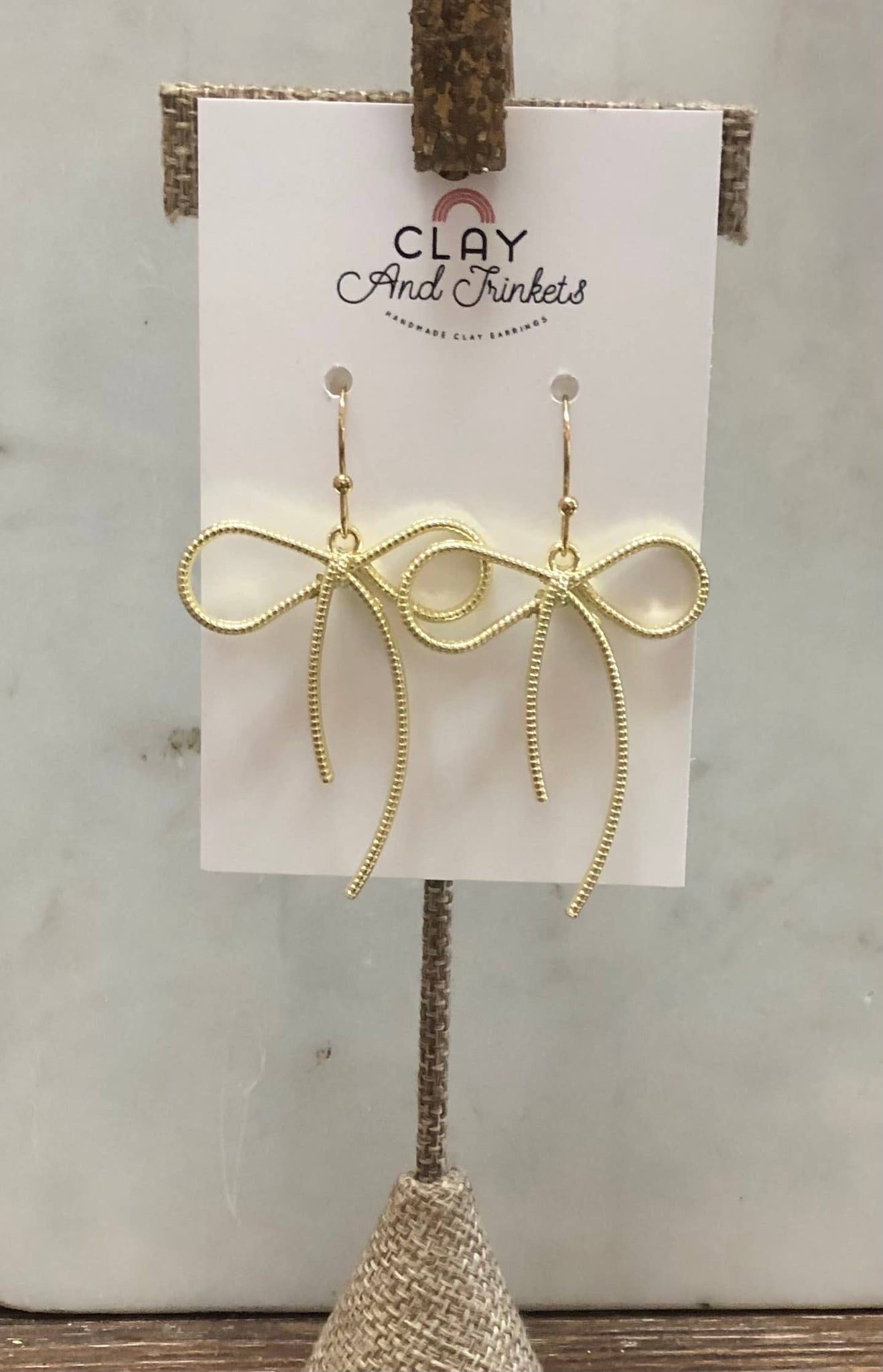 Textured Bow Dangle Earrings