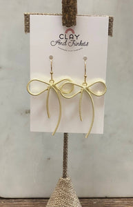 Textured Bow Dangle Earrings