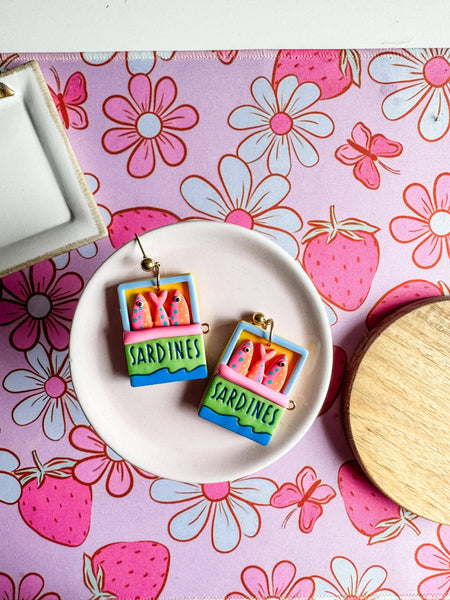 Whimsical Clay Sardine Earrings