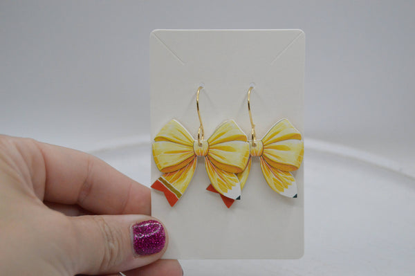 Pencil Coquette Bow Acrylic Earrings