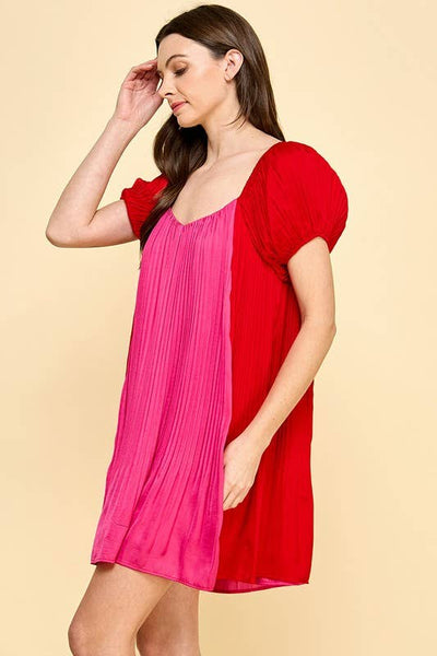 Lovely Fuchsia Color Block Dress