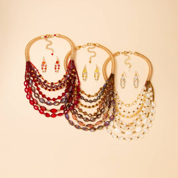 Viva La Glam Crystal Beaded Necklace Set
