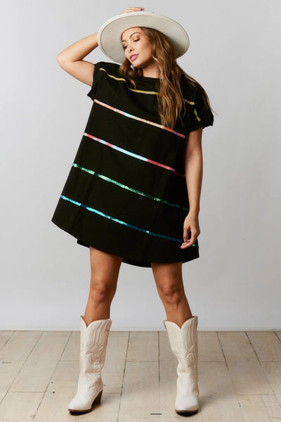 In The Clouds Rainbow Sequin Mini Dress