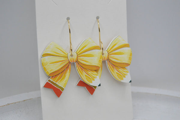 Pencil Coquette Bow Acrylic Earrings