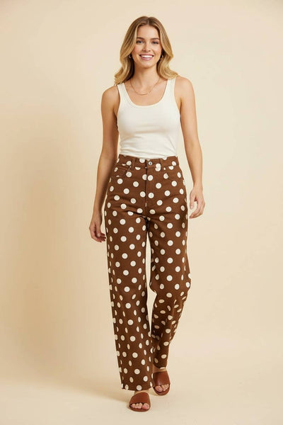 HP40176 Polka Dot High Rise Straight Leg Pants