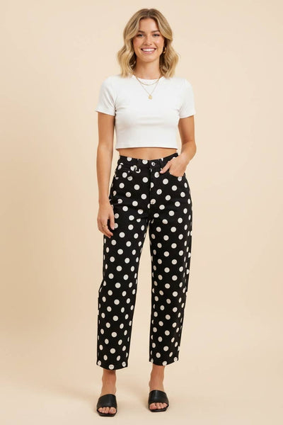 HP40176 Polka Dot High Rise Straight Leg Pants