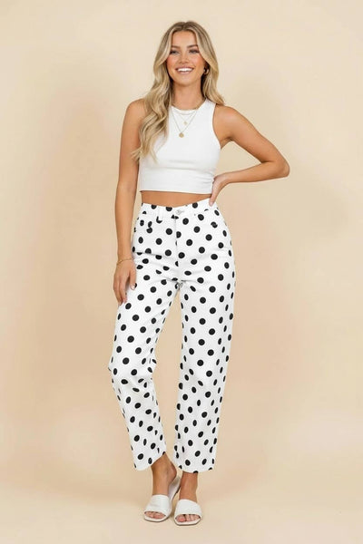HP40176 Polka Dot High Rise Straight Leg Pants