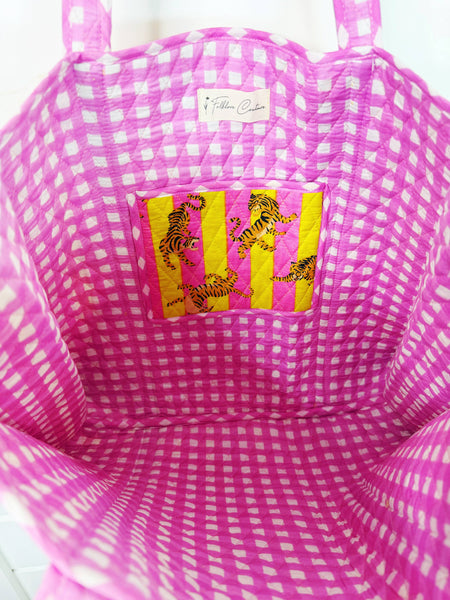 Lemonade Tiger Print Quilted Travel Tote