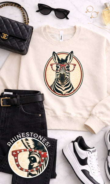 Glam Zebra Rhinestone Graphic Sweatshirt