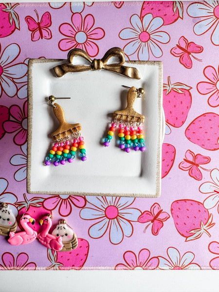 Colorful Beaded Paint Brush Earrings