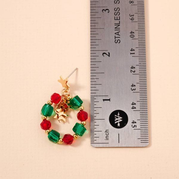 Christmas Glass Beaded Hoop Earrings